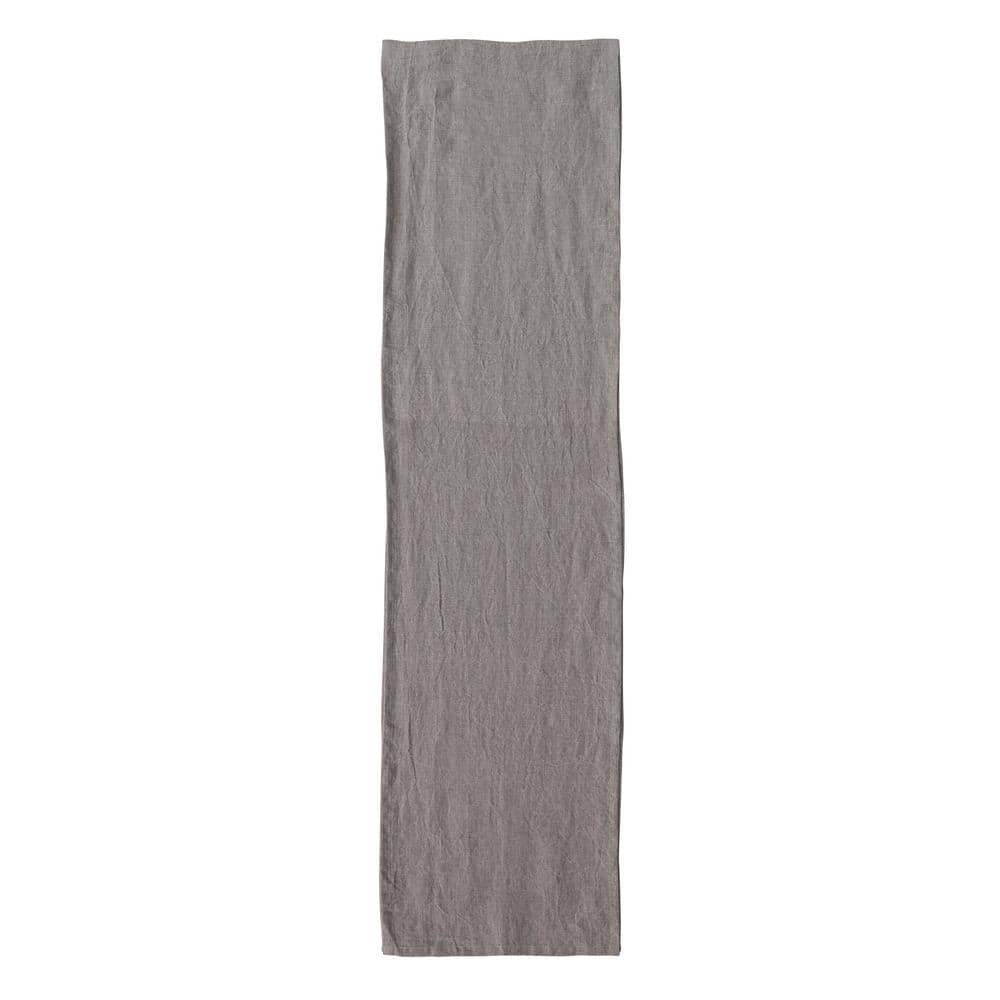 Storied Home 14 in. W x 108 in. L Natural Brown Solid Stonewashed Linen ...