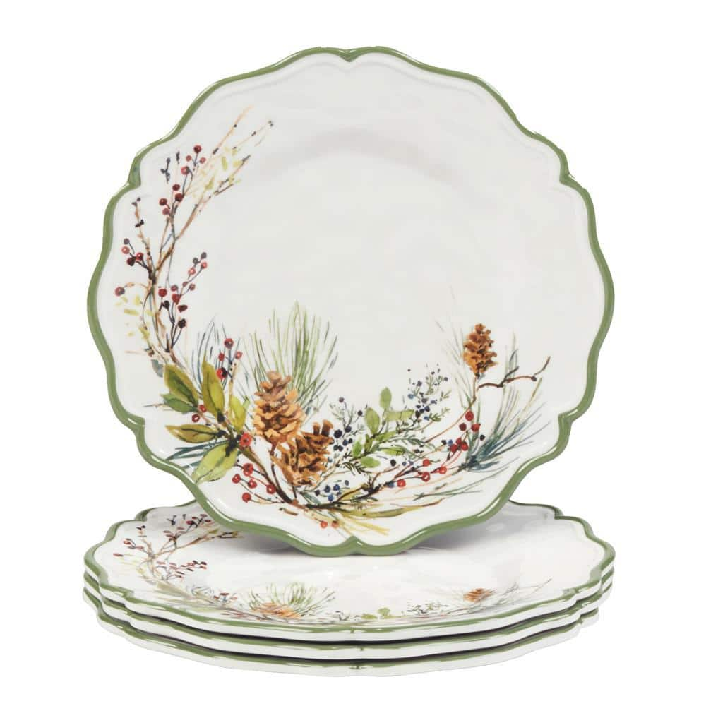  Multi-Colored Winters Forest Salad Plate (Set of 4)