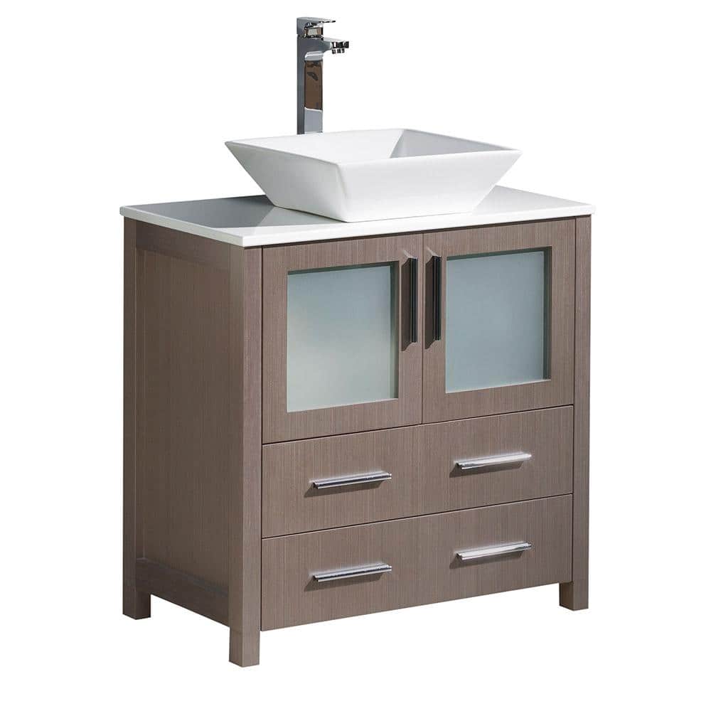Reviews for Fresca Torino 30 in. Bath Vanity in Gray Oak with Glass