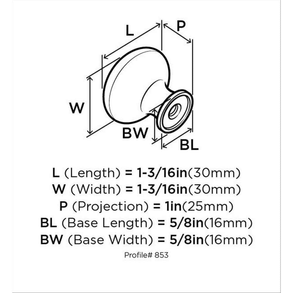 Sterling Nickel Round Cabinet Knob with Mounting Hardware