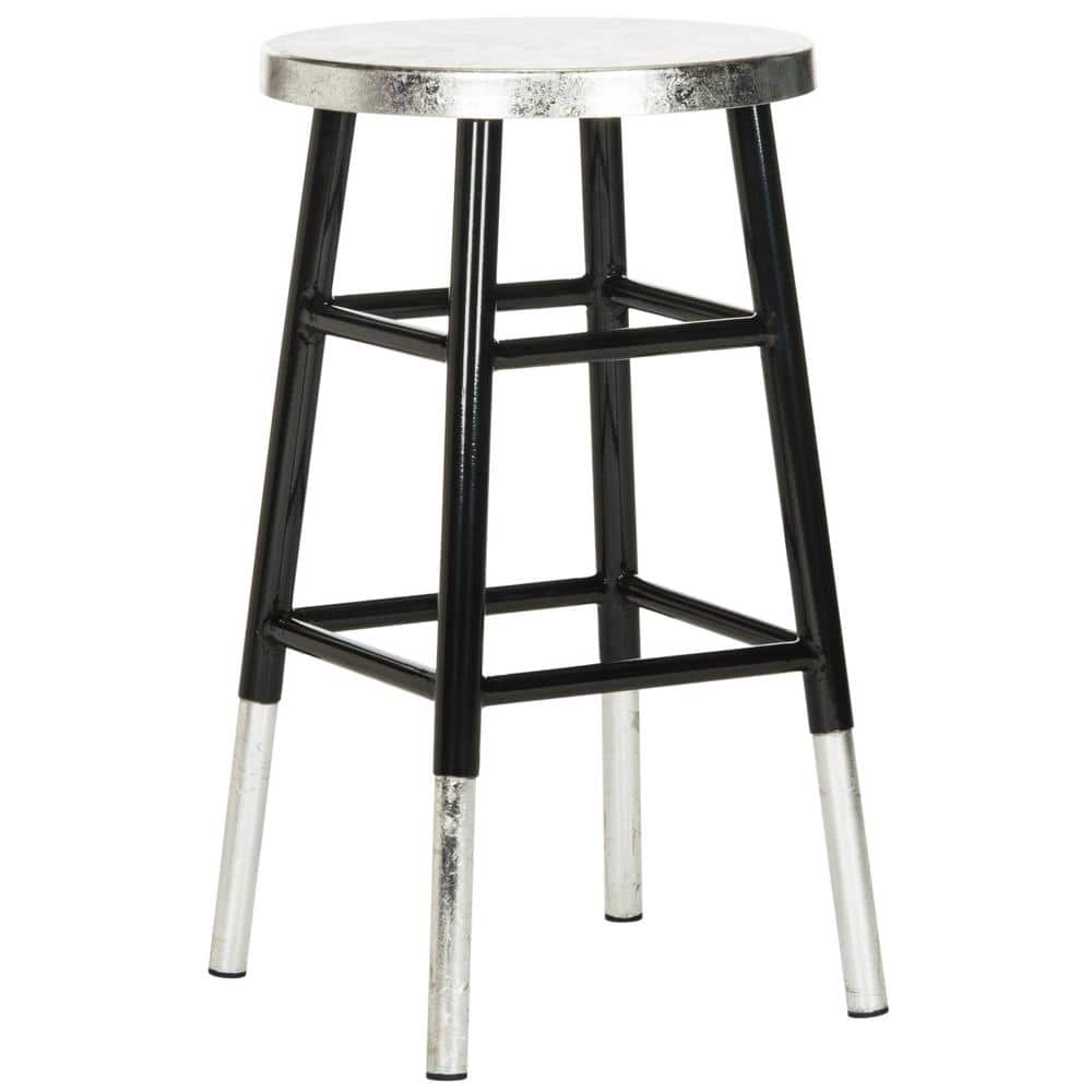 Kenzie 24" Black and Silver Metal Counter Stool