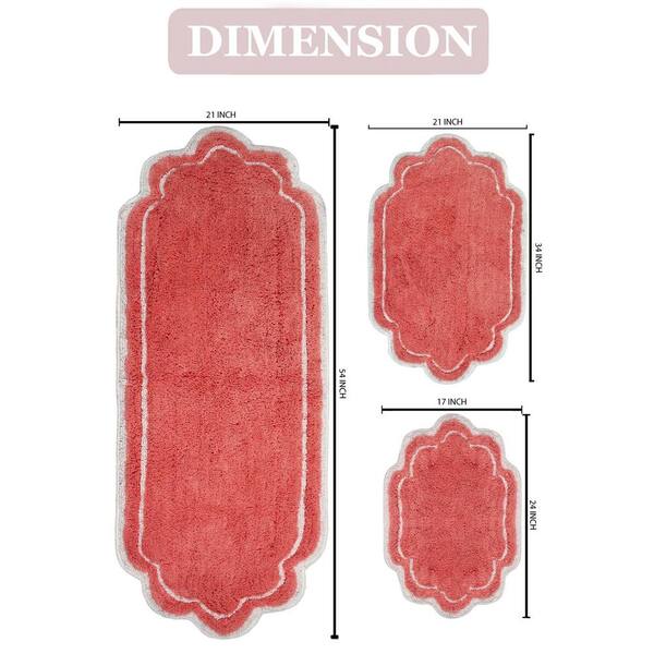 Allure Collection 100% Cotton Tufted Non-Slip Bath Rug, 21 in. x54 in.  Runner, Coral