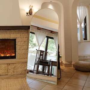 32 in. W x 71 in. H Oversized Aluminum Alloy Arch Full Length Gold Wall Mounted Standing Mirror Floor Mirror