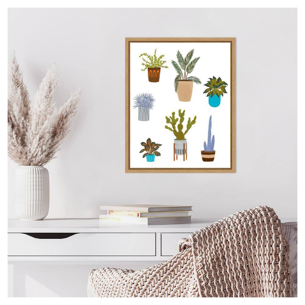 Houseplant Chart II Modern Giclee Print on Canvas with Maple Frame