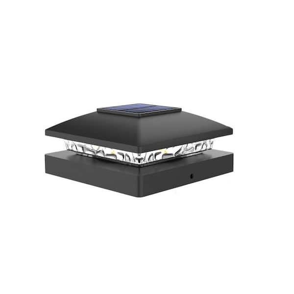 Afoxsos 4 x 4 Solar Post Cap Light Outdoor Waterproof Black Deck Fence Light Warm White for Wooden Vinyl Post 12-Pack