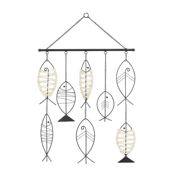 Litton Lane Metal Black Indoor Outdoor Wire Fish Wall Decor with Rattan  Accents 91830 - The Home Depot
