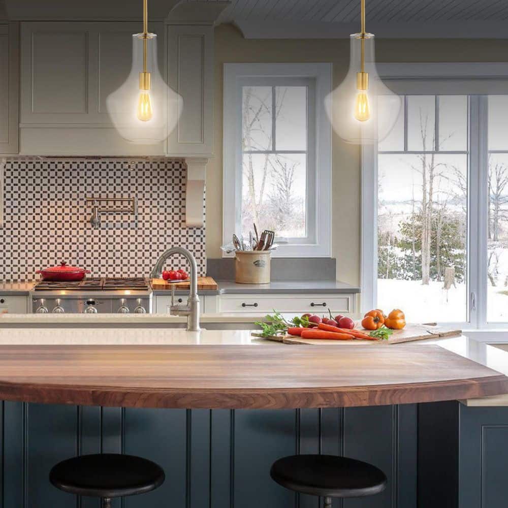 Watts 10.5" Gold and Clear Glass LED Pendant Light