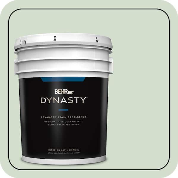 BEHR DYNASTY 5 gal. #440E-2 Herbal Mist Satin Enamel Interior Stain-Blocking Paint & Primer