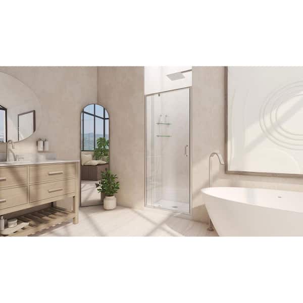 Flex 38-42 in. W x 72 in. H Semi-Frameless Pivot Shower Door in Brushed Nickel Flex 38-42 in. W x 72 in. H Semi-Frameless Pivot Shower Door in Brushed Nickel