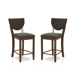 Raven 39.3 in. Walnut and Dark Chocolate Counter Height Chairs (Set of 2)