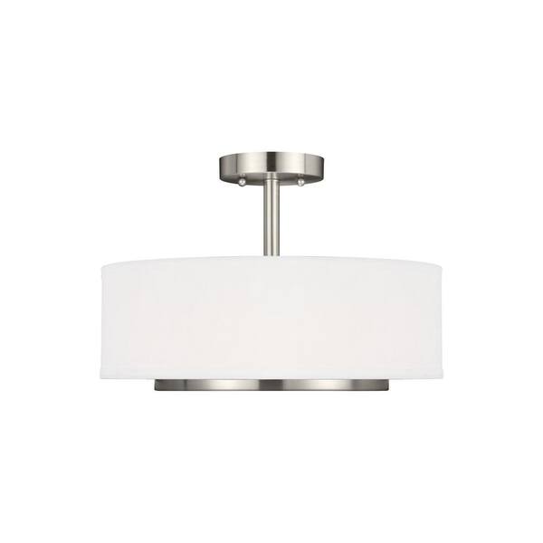 Generation Lighting - Nance 2-Light Brushed Nickel Semi-Flushmount Convertible Pendant with LED Bulbs