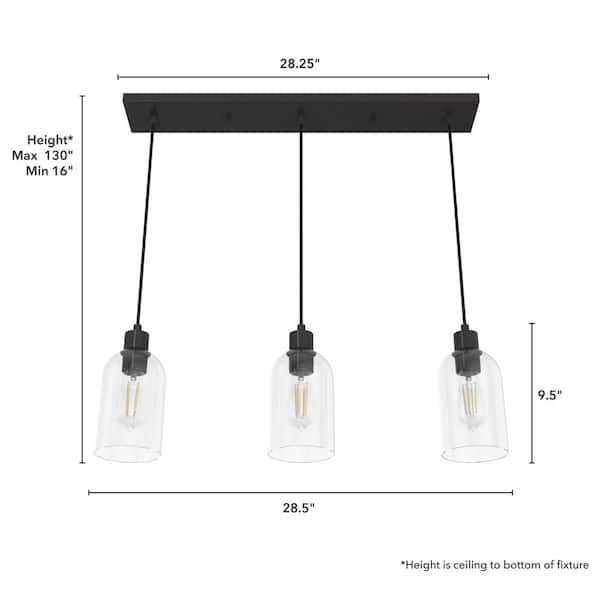 Hunter Lochemeade 3 Light Noble Bronze Shaded Chandelier with Clear Seeded Glass Shades Kitchen Light
