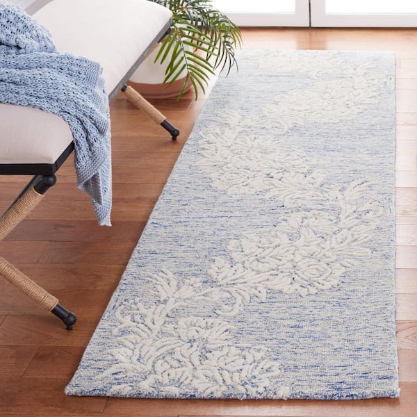 Jardin 2 ft. x 8 ft. Blue/Ivory Oversized Floral Runner Rug