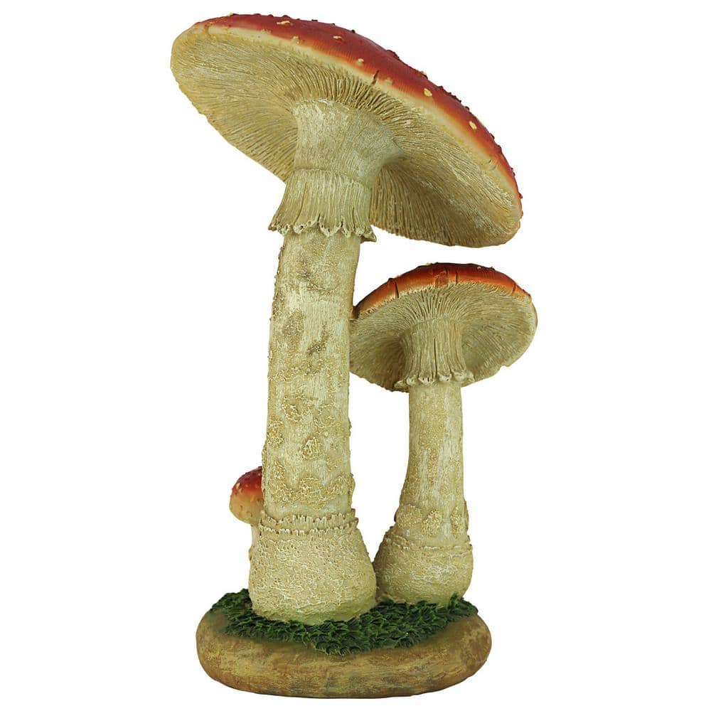 Mystic Forest Red and Tan Resin Mushroom Statue