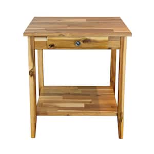 Solid Acacia Wood 22 in. Natural End Table