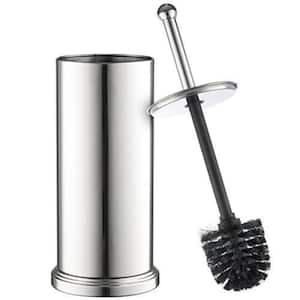 13.5 in. Metal Toilet Brush and Holder Set For Tall Toilet Bowl With Lid, Chrome