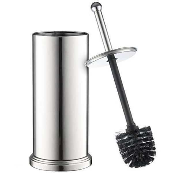 Unbranded 13.5 in. Metal Toilet Brush and Holder Set For Tall Toilet Bowl With Lid, Chrome