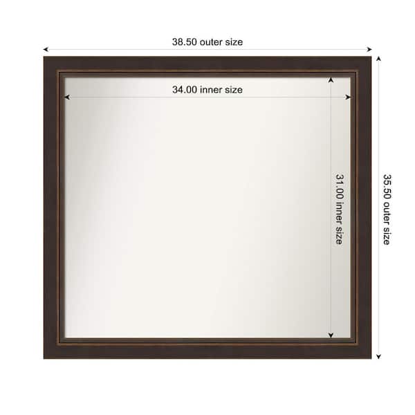 Amanti Art Lara Bronze 38.5 in. W x 35.5 in. H Custom Non-Beveled Wood Framed Bathroom Vanity Wall Mirror