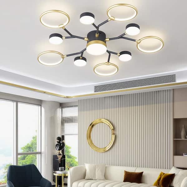 ZHLWIN Home Lighting 40 in. 11-Light Black and Gold ‎Painted LED