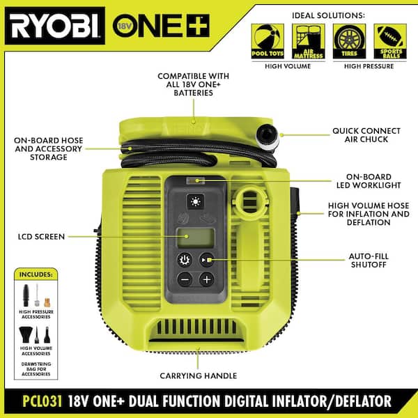 ONE+ 18V HIGH PERFORMANCE Kit w/ (2) 4.0 Ah Batteries, 2.0 Ah Battery, Charger, & FREE ONE+ Cordless Inflator/Deflator