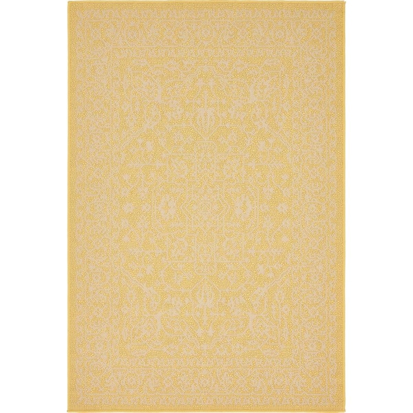 Unique Loom Outdoor Allover Yellow 4' 0 x 6' 0 Area Rug