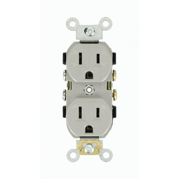 Leviton 15 Amp 125 V Commercial Grade Duplex Outlet/Receptacle, Gray (1-Pack) CR15-GY