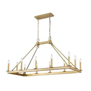 Barclay 12-Light Olde Brass Chandelier with No Shade