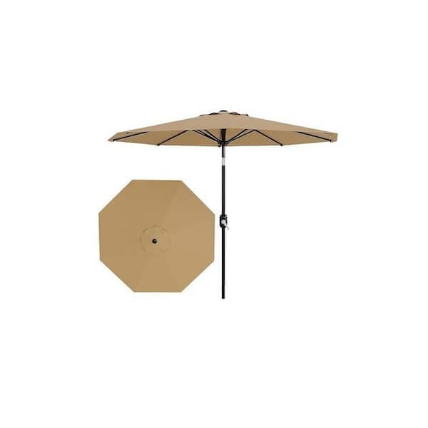 9 foot round solar aluminum patio umbrella Round 9 ft. Aluminum Cantilever Market Solar Tilt Half Patio Umbrella in  Beige Neutral YDQ_PPG_333JXJY5