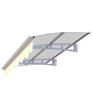 59 in. W x 34 in. D UPF80 plus Outdoor Door Window Awning with Removable Valance for Masonry Concrete Wall (Clear Roof)