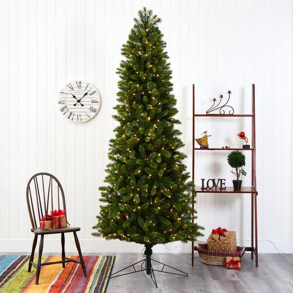 Nearly Natural 6.5' Slim Christmas Tree w/Remote Control 