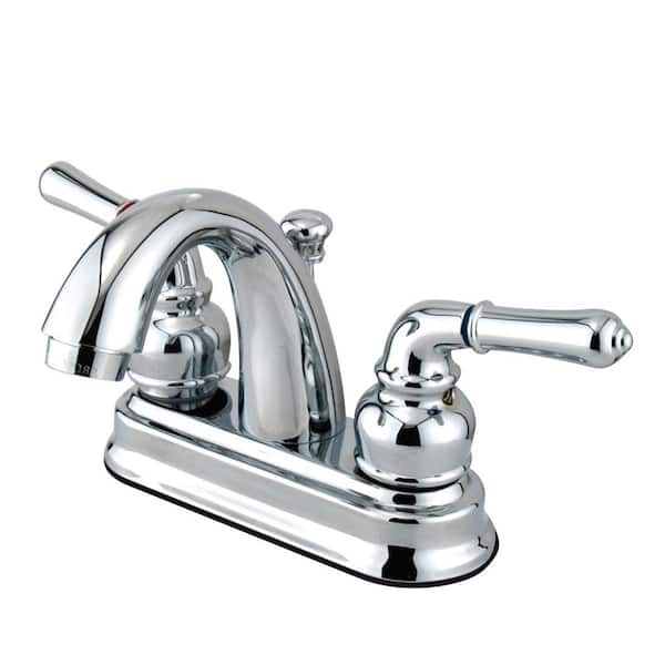 Kingston Brass Naples 4 in. Centerset 2-Handle Bathroom Faucet with Plastic Pop-Up in Polished Chrome