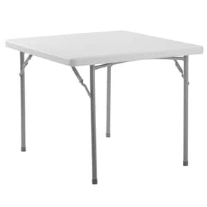 36 in. W x 36 in. D Speckled Gray Blow Molded Plastic Top, Heavy-Duty Metal Frame Folding Table