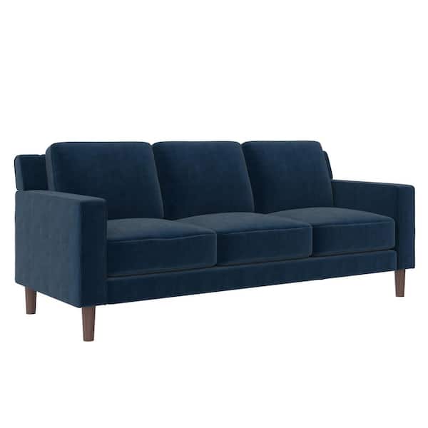DHP Bexley 77 in. L x 31.5 in. W Blue Velvet Upholstered 3-Seater Sofa