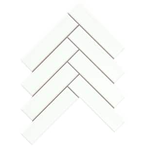 Cognito Ice 11 in. x 11 in. Glossy Ceramic Herringbone Mosaic Wall Tile (8.9 sq. ft./Case)