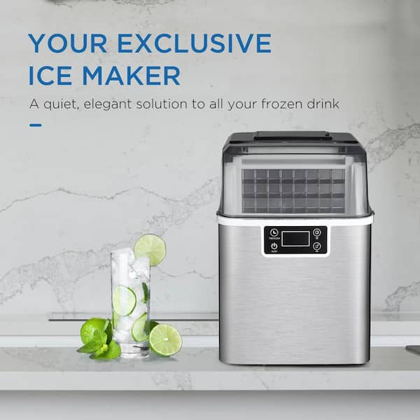 Euhomy 27lbs/24H Countertop Ice Maker, 9 Bullet Ice Cubes Ready in 6 Mins,  Auto-Cleaning (Silver) 