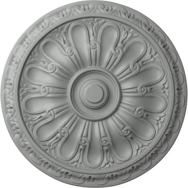 Ekena Millwork 15-3/4" x 5/8" Kirke Urethane Ceiling Medallion (Fits Canopies upto 3-3/4"), Primed White