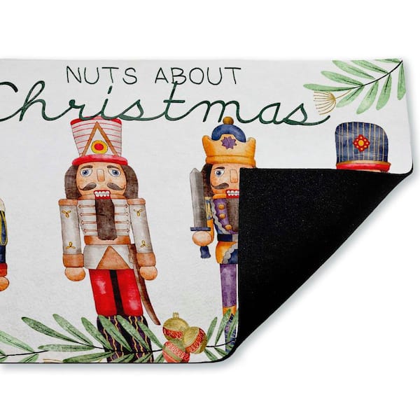 Nuts About Christmas Red 18 in. x 30 in. Polyester Non-Slip Outdoor Door Mat