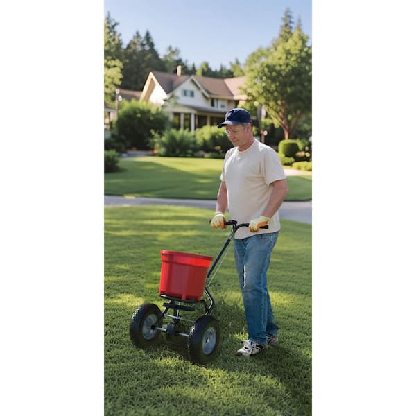 FUFU&GAGA 50 lbs. Capacity Walk-Behind Broadcast Fertilizer