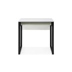 Reya 23.6 in. Wide Rectangular White/Black Wooden Open Front Storage Writing Desk with Steel Legs