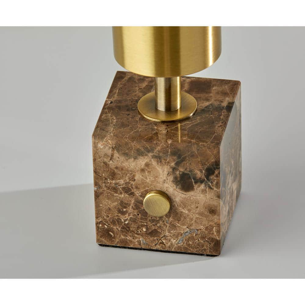 Marble Base Antique Brass Touch LED Desk Lamp with Textured Glass