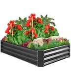 6 ft. x 3 ft. x 1 ft. Dark Gray Outdoor Steel Raised Garden Bed, Planter Box for Vegetables, Flowers, Herbs, Plants