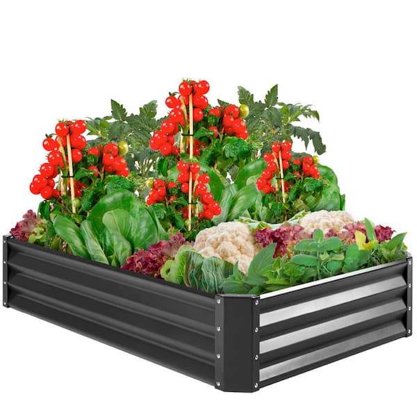 Best Choice Products 6 ft. x 3 ft. x 1 ft. Dark Gray Outdoor Steel Raised Garden Bed, Planter Box for Vegetables, Flowers, Herbs, Plants