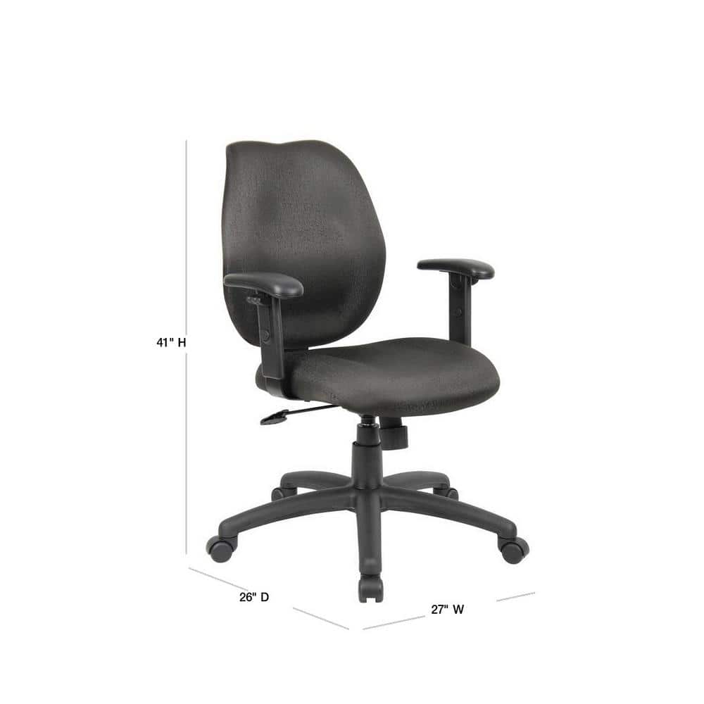 Black Ergonomic Fabric Task Chair with Adjustable Arms