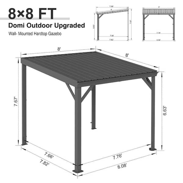 domi outdoor living 8 ft. x 8 ft. Patio Gazebo Lean to Wall