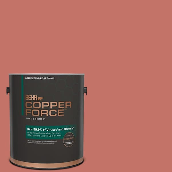 COPPER FORCE 1 gal. #PPU1-05A Red Coral Semi-Gloss Enamel Virucidal and Antibacterial Interior Paint & Primer