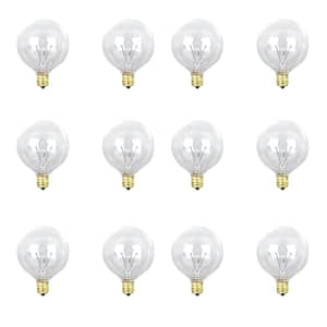 25PK 15G16.5/W White Candelabra Brass Base Deco Mini Globe Light Bulbs 
