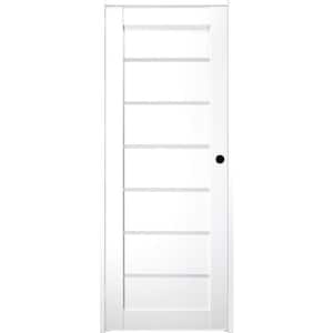 Alba 24 in. x 80 in. Left-Hand 6-Lite Frosted Glass Solid Core Bianco Noble Wood Composite Single Prehung Interior Door