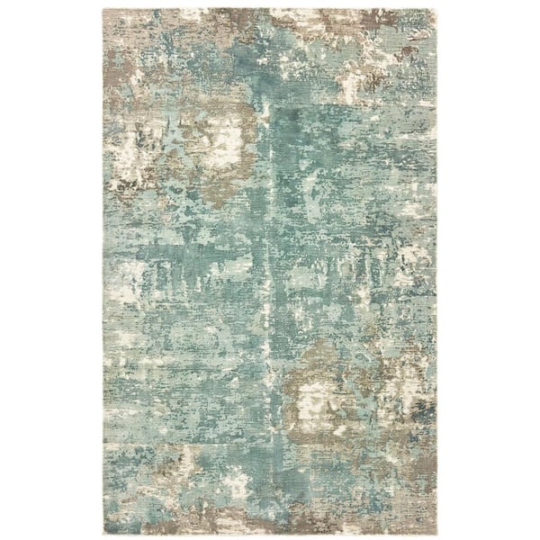 AVERLEY HOME Formosa Blue 8 ft. x 10 ft. Distressed Modern Abstract ...