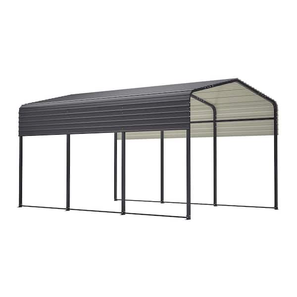 10 ft. W x 15 ft. D x 8.4 ft. H Black Metal Carport Carports with Enhanced Base Heavy Duty Garage for Car
