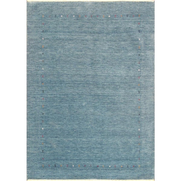 Pasargad Home Gramercy Light Blue 5 ft. x 7 ft. Solid Silk and Wool Area Rug